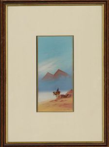 Frank Holmes (b.1935) - Contemporary Gouache, Camels In The Desert