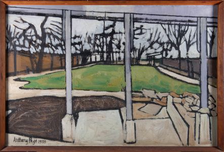 Anthony Page - Signed & Framed 1958 Oil, Winter Garden