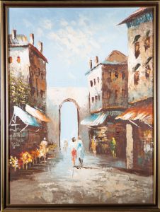 Peter - Signed & Framed Contemporary Oil, Continental Street Scene