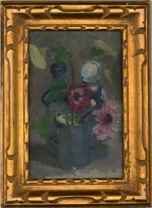 Mid 20th Century Oil - Flowers and Figurines