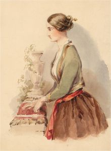 Early 19th Century Watercolour - Surveying The Garden