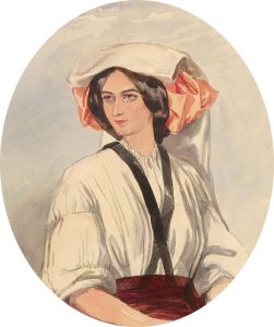 Early 19th Century Watercolour - 19thC Italian Girl