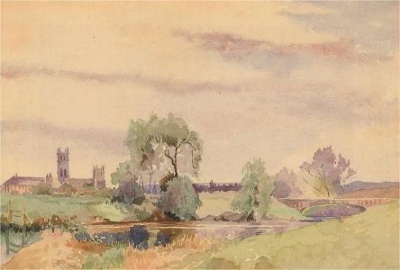 20th Century Watercolour - River Scene