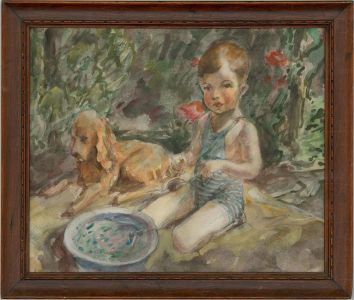 Vera Furneaux (1904-1995) - Mid 20th Century Watercolour, Young Boy And His Dog
