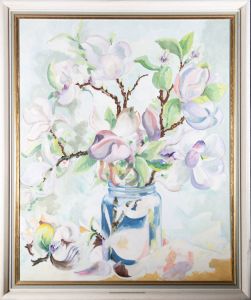 Large 20th Century Oil - Magnolia Splendens