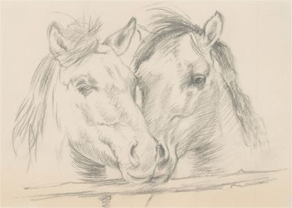 Franco Matania (1922-2006) - 20th Century Graphite Drawing, Two Horses