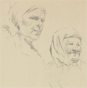 Franco Matania (1922-2006) - Graphite Drawing, Ladies in Headscarves