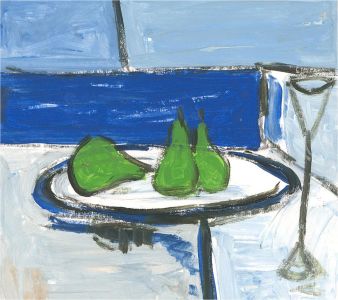 Newlyn School - Contemporary Acrylic, Pears & Martini Glass