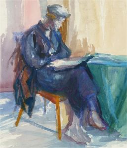 Joyce Moore - Contemporary Watercolour, Seated Figure