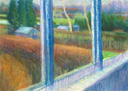 Joyce Moore - Signed 1989 Pastel, Out of the Window