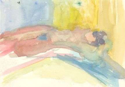 Joyce Moore - Contemporary Watercolour, Reclining Nude