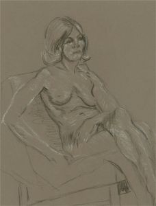 Simon Cesarani - Double Sided Mid 20th Century Charcoal Drawing, Seated Nude
