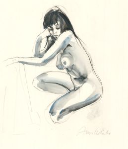 Alan White (b.1935) - Contemporary Pen and Ink Drawing, Female Nude