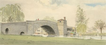 D. Addey - 1979 Watercolour, Halfpenny Bridge, Lechlade