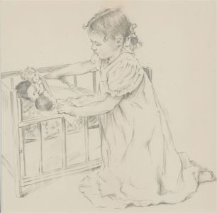 Franco Matania (1922-2006) - 20th Century Graphite Drawing, Girl and Her Toys
