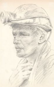 Franco Matania (1922-2006) - Mid 20th Century Graphite Drawing, The Welsh Miner