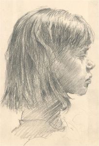 Franco Matania (1922-2006) - Charcoal Drawing, Profile Portrait of a Girl