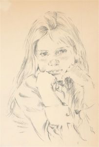Franco Matania (1922-2006) - Graphite Drawing, Long-haired Young Girl