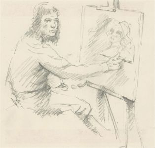 Franco Matania (1922-2006) - Mid 20th Century Graphite Drawing, The Artist II