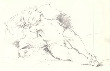 Franco Matania (1922-2006) - Mid 20th Century Graphite Drawing, Sleeping Toddler