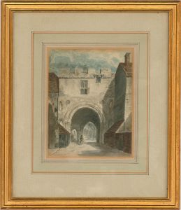 Charles W Radclyffe -Late 19thC Watercolour, Canterbury Cathedral Gateway