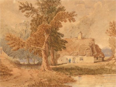 Early 19th Century Watercolour - Visiting the Cottage