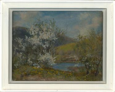 C. J. Fox (1860-1932) - Early 20th Century Oil, Flowers By The River