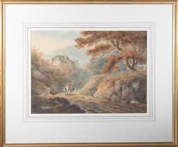Framed Early 19th Century Watercolour - Figure in a Landscape