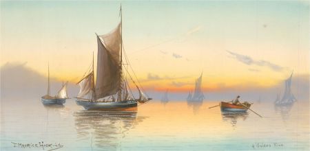 J. Maurice Hosking - Early 20th Century Watercolour, A Golden Eve