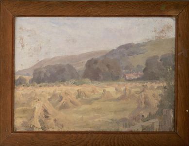 Mid 20th Century Oil - Stooks In The Field