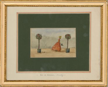 20th Century Watercolour - Sur La Terrasse, Neuilly