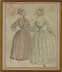 Early 20th Century Watercolour - 1830's Walking Dresses