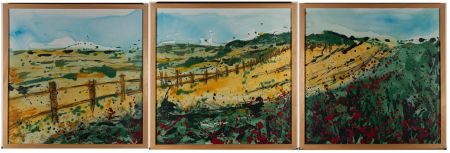 Sharon Withers - Contemporary Acrylic Tryptic, Sweeping Fields
