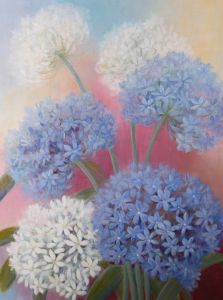 Loraine LeClerc - 20th Century Oil, Blue and White Hydrangeas