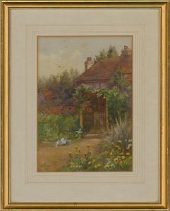 Eli M. Fisher - 1902 Watercolour, Cottage Scene