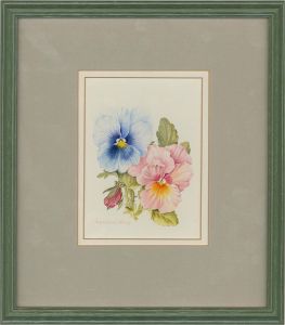 Martine Simon Collings SBA - 1991 Watercolour, Pansies