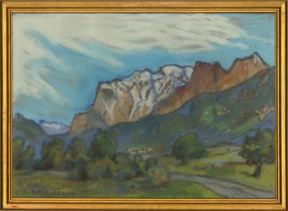 Carl Albert Bollhalder (1895-1945) - 1931 Pastel, Mountain Landscape