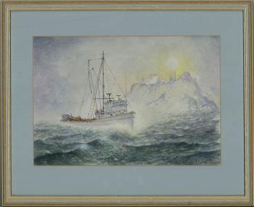 W. F. Lindsay - Contemporary Watercolour, Lighthouse In The Storm