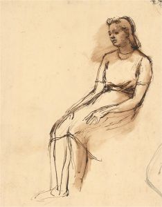 Julia Morley (1917–2008) - Mid 20thC Pen and Ink Drawing, Seated Female Study
