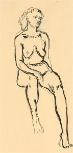 Julia Morley (1917–2008)- Mid 20thC Pen and Ink Drawing, Seated Female Nude IIII