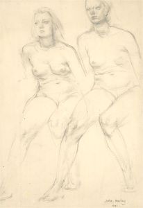 Julia Morley (1917–2008) - Signed 1941 Graphite Drawing, Study of Two Figures