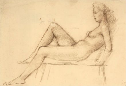 Julia Morley (1917–2008) - Mid 20thC Coloured Pencil, Reclining Female Nude I