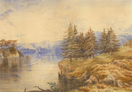 J.E.E-C. - 1875 Watercolour, Lake Louise, Canada