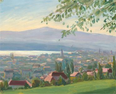 H. Carl - Impressionist 20th Century Oil, Rooftops, Sonnenberg