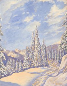 H. Carl - 20th Century Acrylic, Winter Mountain Scene