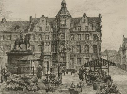 Willy Scholz (1899-1965) - Signed Etching, Dusseldorf Town Hall