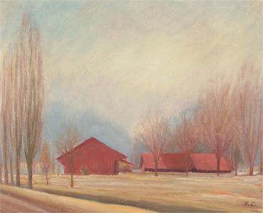 H. Carl - 20th Century Oil, Cottages in a Winter Landscape