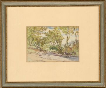 J.H. Guild - c.1890 Watercolour, River and Trees