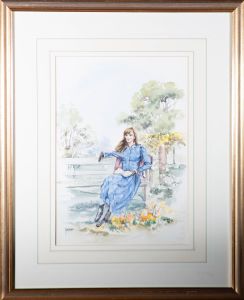 Allan Morgan (b.1952) - Contemporary Watercolour, Woman on a Bench