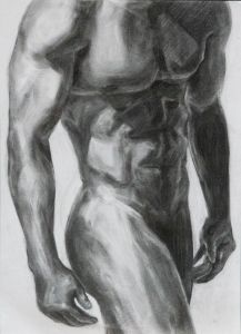 Contemporary Charcoal Drawing - Male Torso